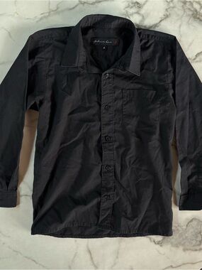 Kids Black Long-Sleeve Button-Down Shirt